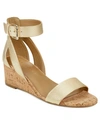 Aerosoles Willowbrook Ankle Strap Wedge Sandal In Gold Metal