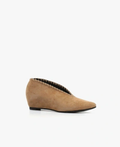 All Black Women's Whip Stitch Wedge Women's Shoes In Camel