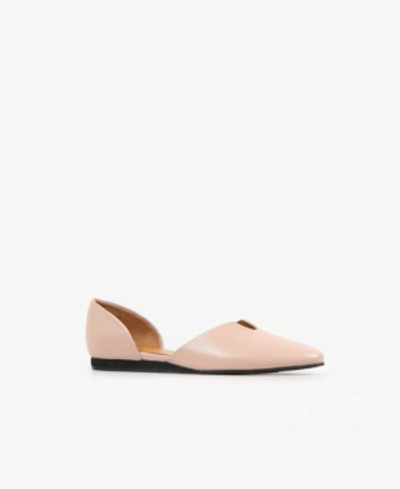 All Black V-neck D'orsay Flat Women's Shoes In Pink