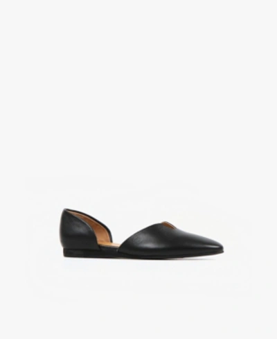 All Black V-neck D'orsay Flat Women's Shoes In Black