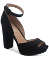 Sun + Stone Women's Reeta Peep Toe Block Heel Platform Sandals, Created For Macy's In Black Micro