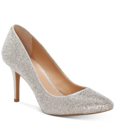 Inc International Concepts Women's Zitah Embellished Pointed Toe Pumps, Created For Macy's In Silver Crystal