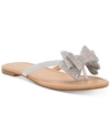 Inc International Concepts Women's Mabae Bow Flat Sandals, Created For Macy's In Silver Bling