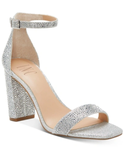 Inc International Concepts Women's Lexini Two-piece Sandals, Created For Macy's In Silver Crystal Rhinestone