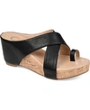 Journee Collection Rayna Womens Faux Leather Slip On Wedge Sandals In Black