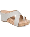 Journee Collection Rayna Womens Faux Leather Slip On Wedge Sandals In Heather Gr