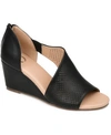 Journee Collection Women's Aretha Perforated Peep Toe Wedge Sandals In Black