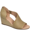 Journee Collection Aretha Perforated Wedge Sandal In Taupe
