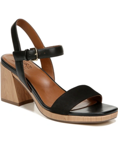 Naturalizer Rose Ankle Strap Platform Block Heel Sandals In Black Leather