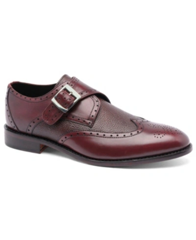 Anthony Veer Men's Roosevelt Iii Single Monkstrap Wingtip Goodyear Dress Shoes In Oxblood