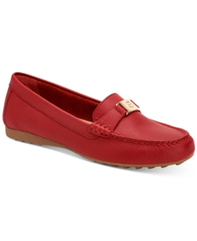 Giani Bernini Women's Dailyn Memory Foam Slip On Loafers, Created For Macy's In Red Leather