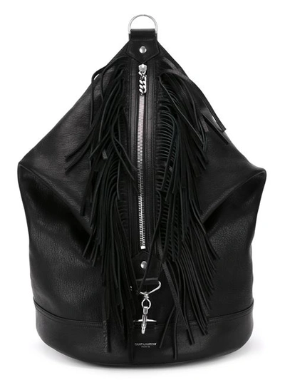 Saint Laurent Fringed Leather Sac Backpack In Black