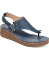 Journee Collection Mckell Womens Faux Leather Ankle Strap Wedge Sandals In Blue