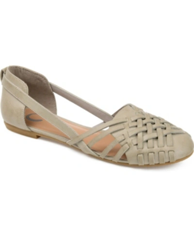 Journee Collection Women's Ekko Woven Round Toe Flats In Gray