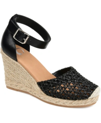 Journee Collection Sierra Womens Comfort Insole Macrame Wedge Sandals In Black