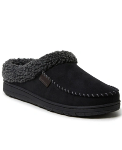 Dearfoams Mens Brendan Microsuede Moc Toe Clog With Whipstitch In Black