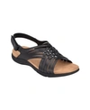 Easy Spirit Semar Womens Leather Slingback Flat Sandals In Black