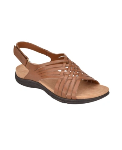 Easy Spirit Mar Womens Leather Slingback Flat Sandals In Brown