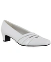 Easy Street Entice Womens Satin Square Toe Kitten Heels In White