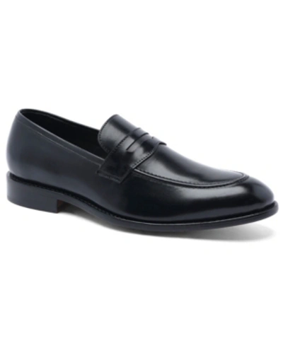 Anthony Veer Men's Sherman Penny Loafer Slip-on Leather Shoe In Black