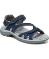 Dr. Scholl's Adelle Womens Leather Velcro Flat Sandals In Navy