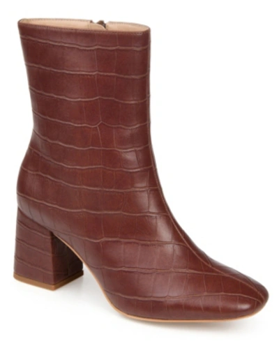 Journee Collection Women's Trevi Textured Bootie In Brown