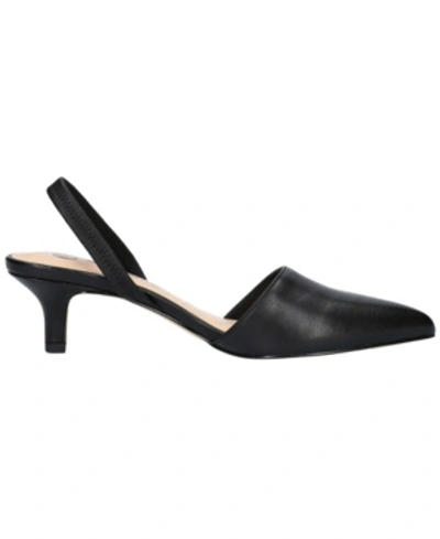 Bella Vita Sarah Womens Leather Kitten Heel Slingback Heels In Black Leather