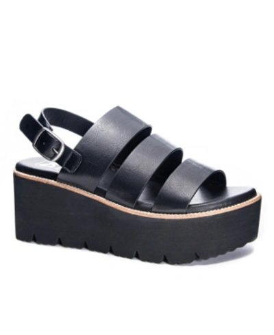 Dirty Laundry Pendulum Womens Faux Leather Cushioned Footbed Platform Sandals In Black