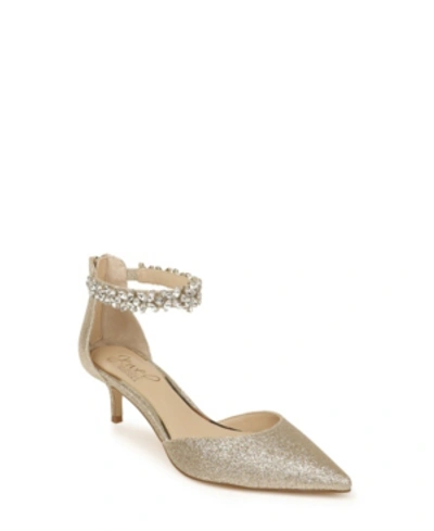 Jewel Badgley Mischka Robles Pointed Toe Dress Pumps Women's Shoes In Gold-tone