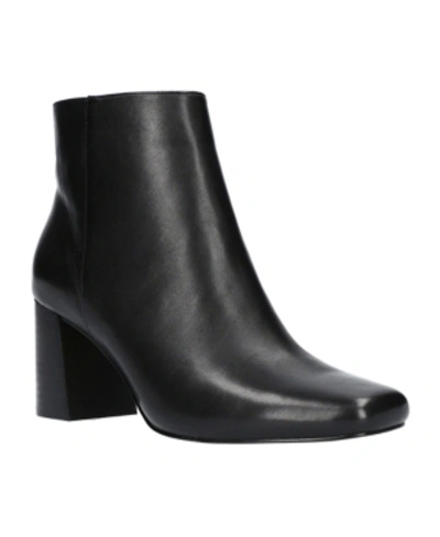 Bella Vita Square Toe Ankle Boots In Black Leather