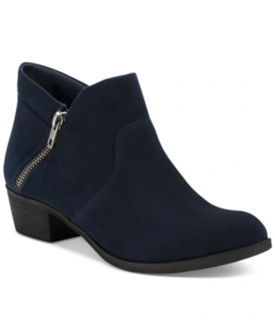 Sun + Stone Abby Double Zip Booties, Created For Macy's Women's Shoes In Navy Micro