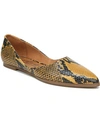 Zodiac Hill Snake Embossed Pointed Toe Flat In Yellow Snake