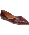 Zodiac Hill Snake Embossed Pointed Toe Flat In Red Snake