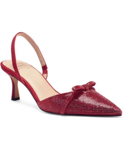 Inc International Concepts Women's Gelsey Slingback Kitten-heel Pumps, Created For Macy's Women's Shoes In Red Crystal