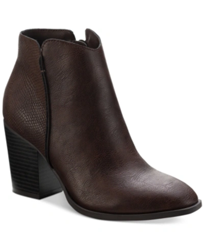 Sun + Stone Graceyy Womens Faux Leather Block Heel Ankle Boots In Brown