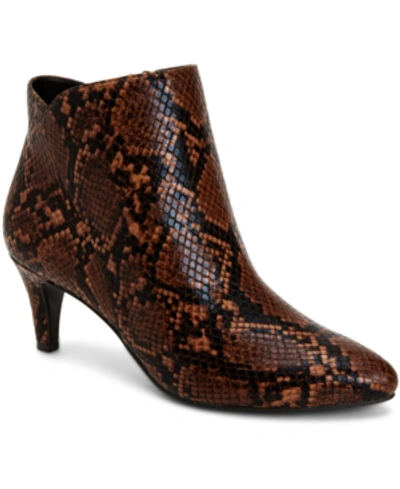 Alfani Women's Harpper Kitten-heel Booties, Created For Macy's Women's Shoes In Chocolate Snake