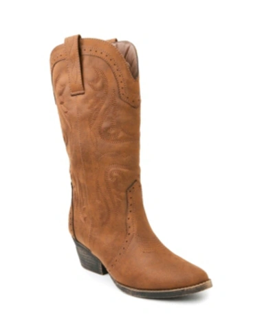 Sugar Women's Tammy Tall Cowboy Boots In Cognac - Faux Suede
