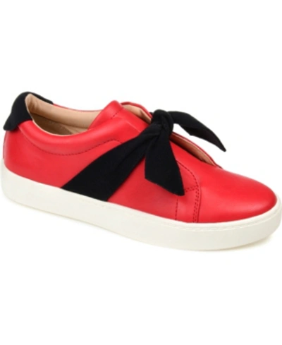 Journee Collection Women's Abrina Bow Detail Slip On Sneakers In Red