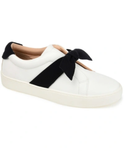 Journee Collection Women's Abrina Bow Detail Slip On Sneakers In White