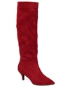Journee Collection Vellia Womens Faux Suede Wide Calf Knee-high Boots In Wine