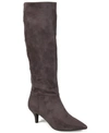 Journee Collection Vellia Womens Faux Suede Wide Calf Knee-high Boots In Gray