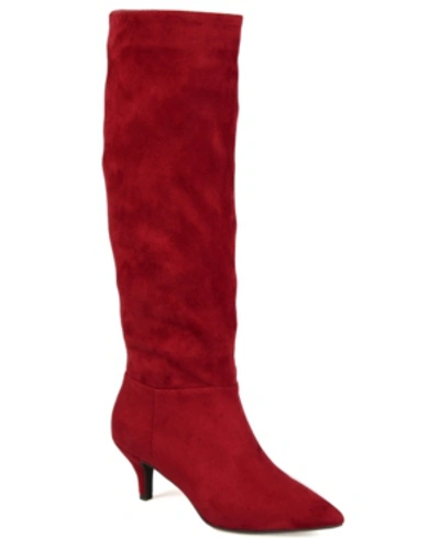 Journee Collection Vellia Womens Faux Suede Wide Calf Knee-high Boots In Wine