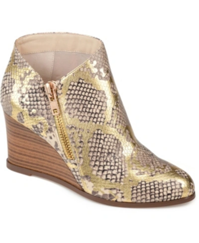 Journee Collection Women's Glam Wedge Booties In Gold