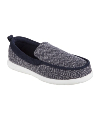 Isotoner Signature Signature Men's Zenz Hatch Knit Slip On Indoor/outdoor Slippers In Navy Blue