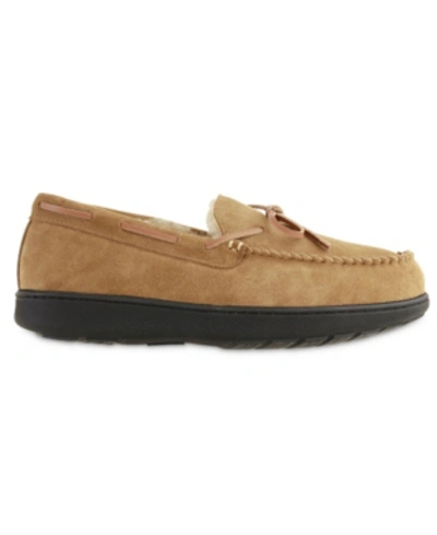 Isotoner Signature Signature Men's Genuine Suede Moccasin Comfort Slipper With Berber Lining In Buckskin