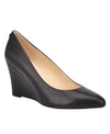 Nine West Cal9x9 Womens Padded Insole Pointed Toe Wedge Heels In Black Leather