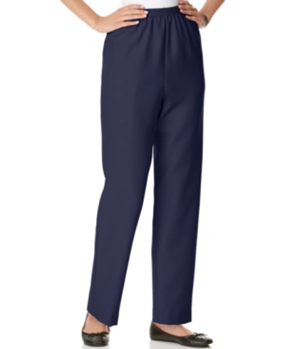 Alfred Dunner Petites Womens Pull On Classic Fit Corduroy Pants In Blue