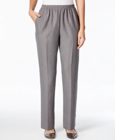 Alfred Dunner Womens Solid Pocketed Dress Pants In Grey