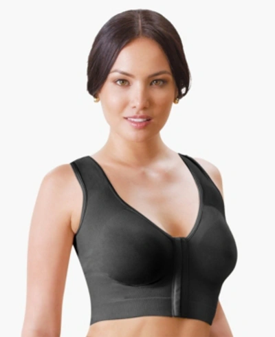 Annette Wireless Front Close Longline Recovery And Sleep Bra In Black