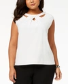 Kasper Plus Size Crossover Cutout Top In Vanilla Ice